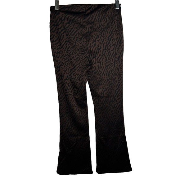 Zara Brown Animal Print Flare Pants M - Picture 9 of 10